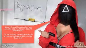 Hot Latina duo plays `Six Squid Game` while giving hot amateur blowjob