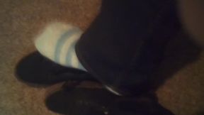 Black Dress Shoes & Cute Fuzzy Striped Dirty Socks (no Audio)
