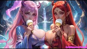 2. Movie, the Queen Ask 2 Girls for Kiss and Bouncing Breast, Ai Animation