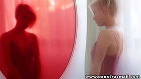 Exxxtrasmall small blond elaine raye tight snatch banged