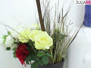 Golden-haired screws her booty with a sex-toy then gets a giant rods screw to jizz flow