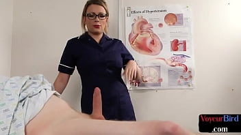 British voyeur nurse watches her weak patient wank in bed