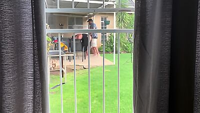 I caught my neighbours fucking outside in the backyard