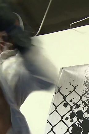 An intense UFC fighter blows a load all over his winning Latina prize