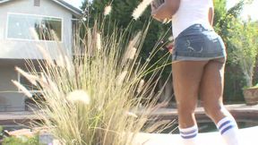 Stunning black chick enjoys a huge black cock