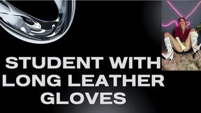 student in long leather glove