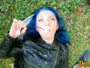 clarge selection of delicious warm sperm on the face of a cute teen girl with glasses who loves cock