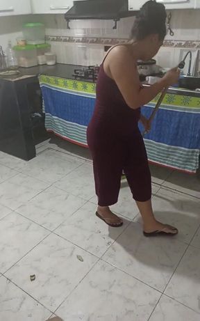 Keilimar Cleans the House While Her Bored Boyfriend Tries to Convince Her to Suck His Cock but in the End Something Crazy Happen