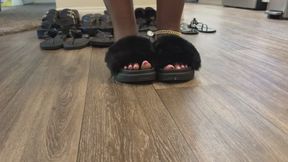 Black flip flop try on haul with pretty toes