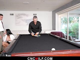 2 Successful Businessmen Freeuse Their Secretary for a Hard-Working Trio in the Office