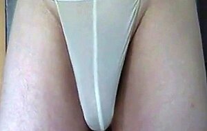 Pre-cum & Cum Shot on G-String