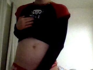 Rock beauty plays with her hard rod