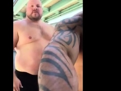 Master and his hubby after their workout in the parking lot.