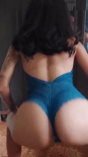 Busty brunette bends over