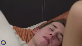 Mature lady swallowing hard cock and fucks it