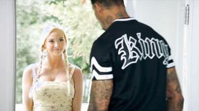 ”Blonde high class delivery hottie ravaged by a black dick”