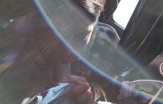 Public road head blowjob in the car