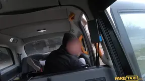 Petite blonde gets her tight wet pussy fucked hard in a taxi until she cums