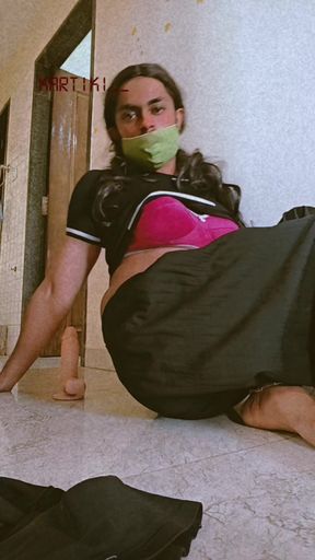 Crossdresser anal gaping and cum on mouth