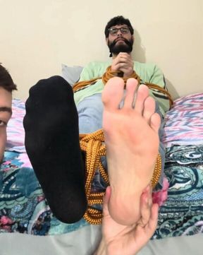 Kyan tied & worshiped!