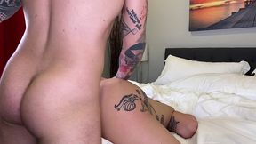 pov fucking red august and cumming on her fat ass!