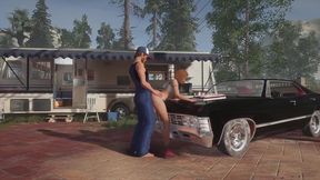 trucker has sex on a chevy impala