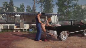 trucker has sex on a chevy impala
