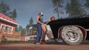 trucker has sex on a chevy impala