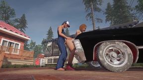 trucker has sex on a chevy impala