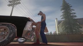 trucker has sex on a chevy impala