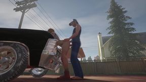 trucker has sex on a chevy impala