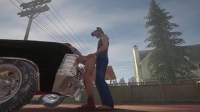 trucker has sex on a chevy impala