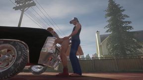 trucker has sex on a chevy impala