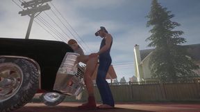 trucker has sex on a chevy impala