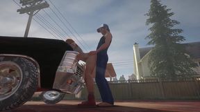 trucker has sex on a chevy impala