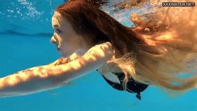 Blonde Latvian Nata Ocean swimming topless