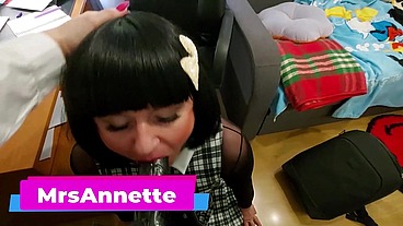 TEACHER CHECKS THE MOUTH OF HIS STUDENT. WELL, LET'S SUCK MY DILDO. FEMINIZATION
