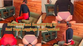 Stinkface and Smothering in Red Yoga Leggings and Panties! - Bellafussara