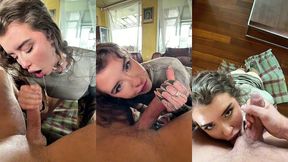 hot canadian blonde eden ivy gags & licks balls after casting - sloppy pov cum shot