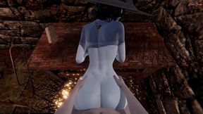 POV fucking the hot vampire milf Lady Dimitrescu in a sex dungeon. Resident evil village 3D Hentai.