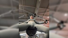 Perv busty teen Blonde got vibrator in her pants while in public gym