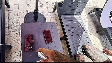 SUNBATHING TATTED HONEY GETS SOME VITAMIN BBC