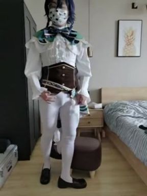 Genshin cosplay温迪自慰行為と射精