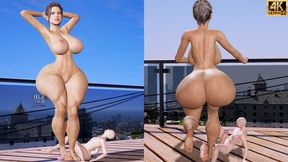 THICC VOLUPTUOUS GIANTESS CASSANDRA CRUSHING TESTICLES UNDER SWEATY FOOT ON BALCONY - Massive Bootylicious PAWG Ass & Giant Tits Stomping Balls - CBT Giantess World Fetish Animation - 4K