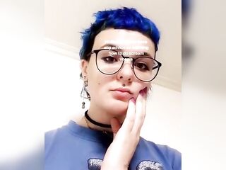 with blue hair