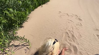 Petite blonde with big ass fucks on the beach! OUTDOOR SEX - Lana Myers