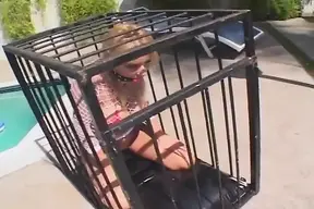 Caged Blonde Slut Enjoys Rough Anal Sex