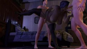 Black BBW EXPERIENCED ONE gets double-fucked by two white boys in 3D animation