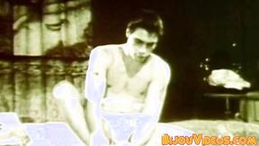 ”Classic muscle gay studs wanking their unshaved cocks hardcore”