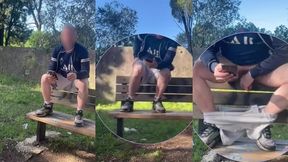 amateur boy lost a bet and had to expose and touch his cock in a park